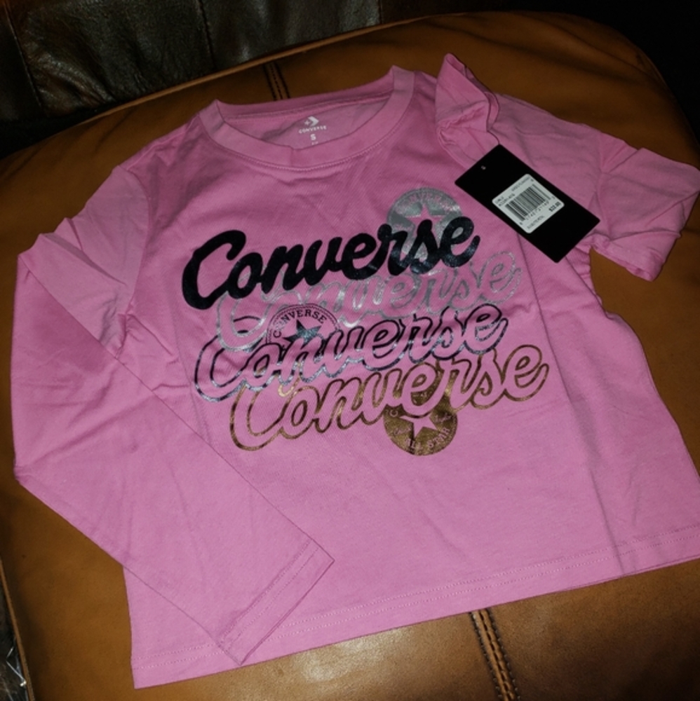 Brand New GIRLS Converse Longsleeve Crop TEES  back to school